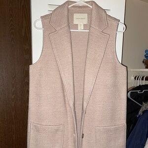 Tan and cream long vest